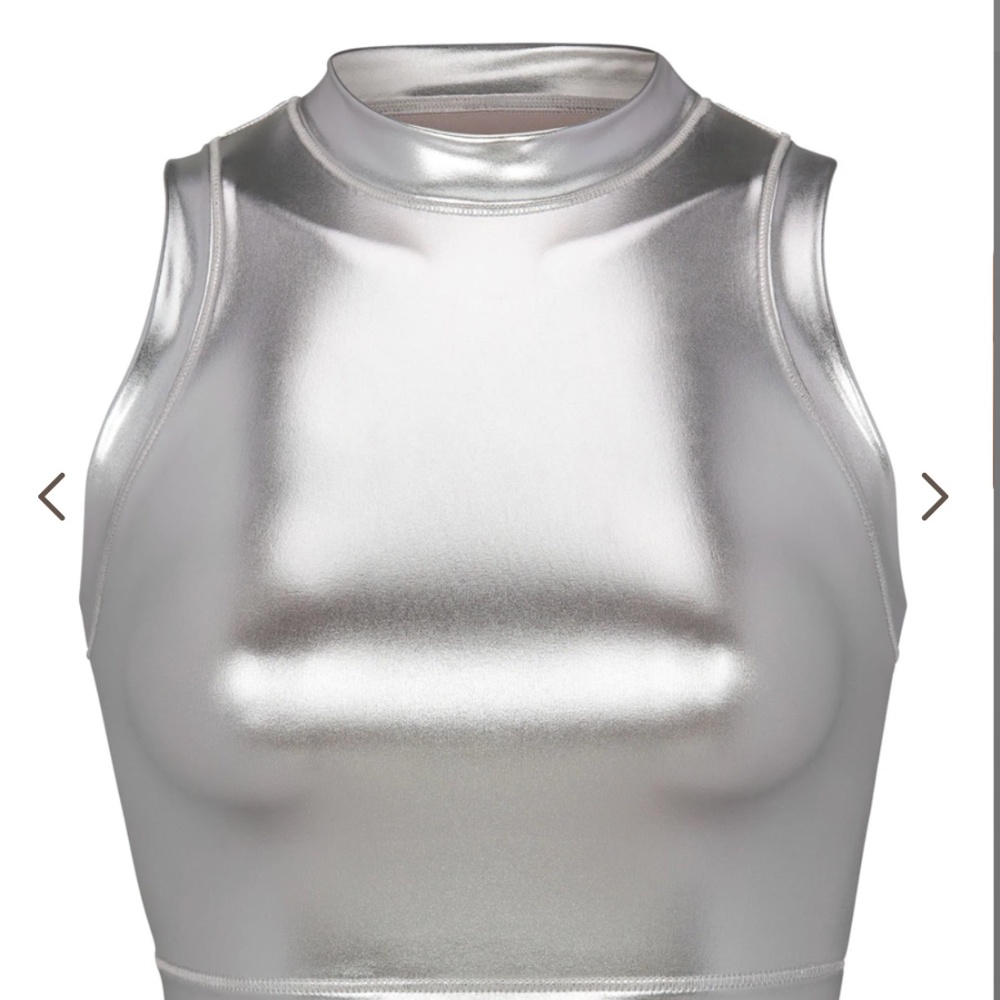 SKIMS METALLIC SWIM MOCK NECK TANK